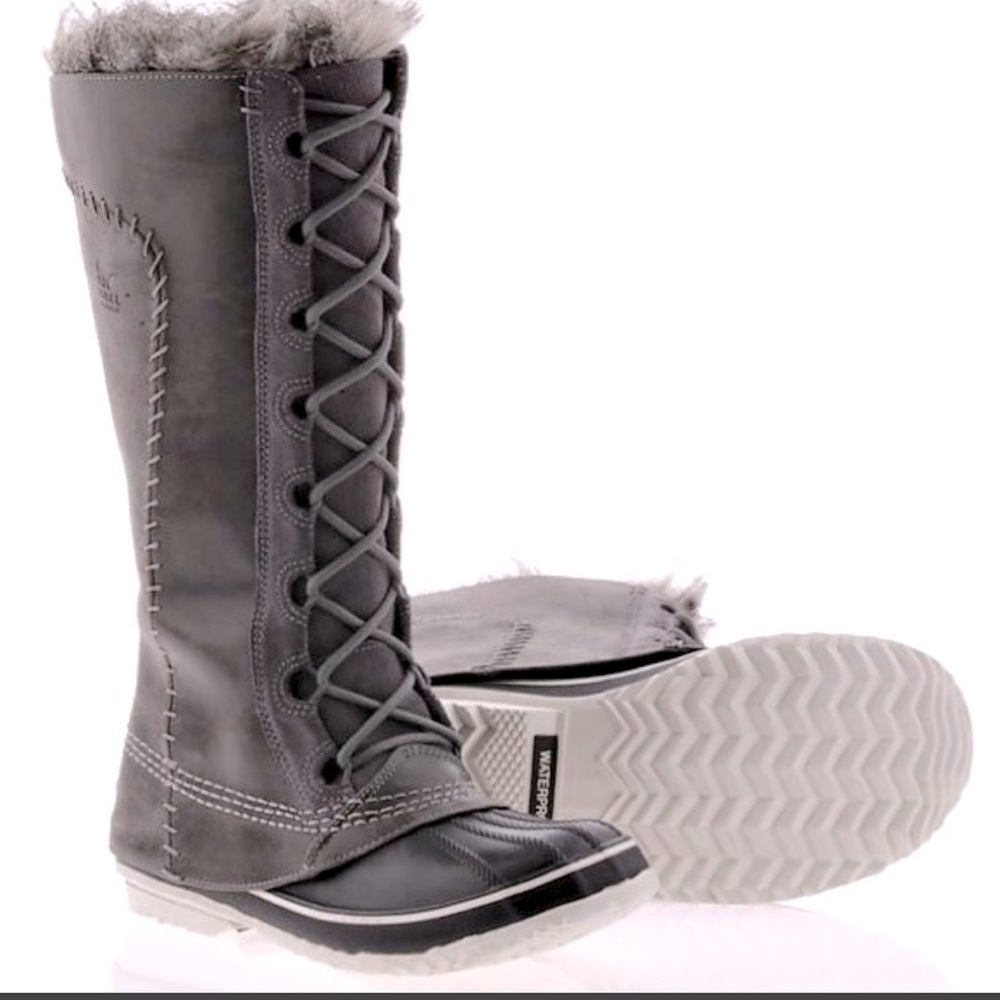 Sorel CATE THE GREAT FUR Gray Boots Waterproof